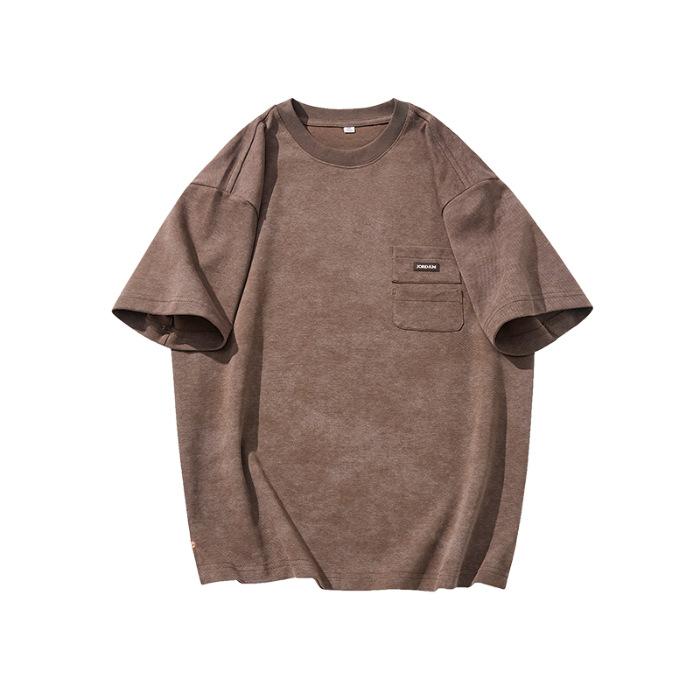 

Новая летняя креативная ретро многослойная футболка с накладными карманами, мужской свободный и атмосферный топ с коротким рукавом M