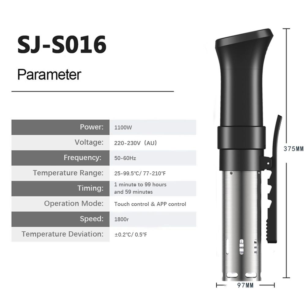 1100-W-Sous-Vide-Kocher, wasserdichte, leise Kochmaschine mit präziser Temperatur- und Zeitsteuerung