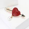 Fashion Alloy Rhinestone Arrow Through Heart Brooch Exquisite Versatile Women'S Clothing Corsage Ornament Pin
