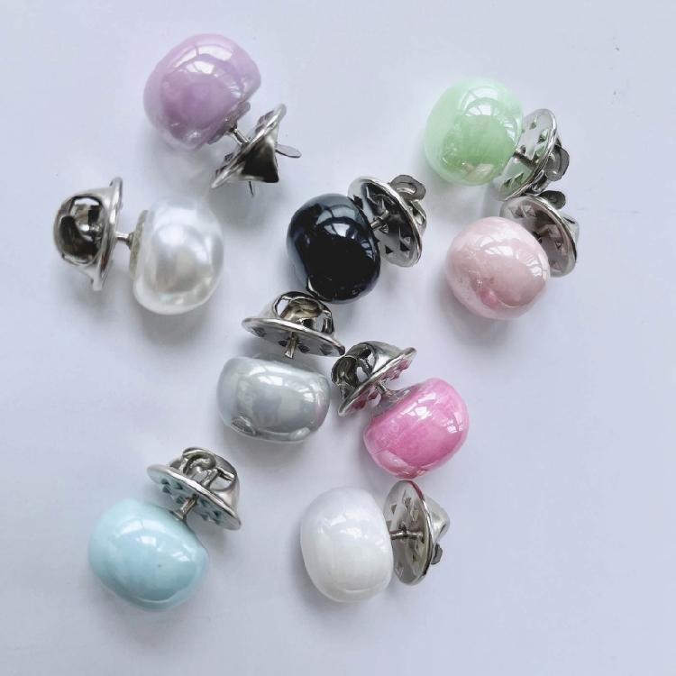 10pcs/set Shirt Brooch Button-free Button Pins Women Fashionable Imitation Pearls Blouses Buckle Clothing Accessories