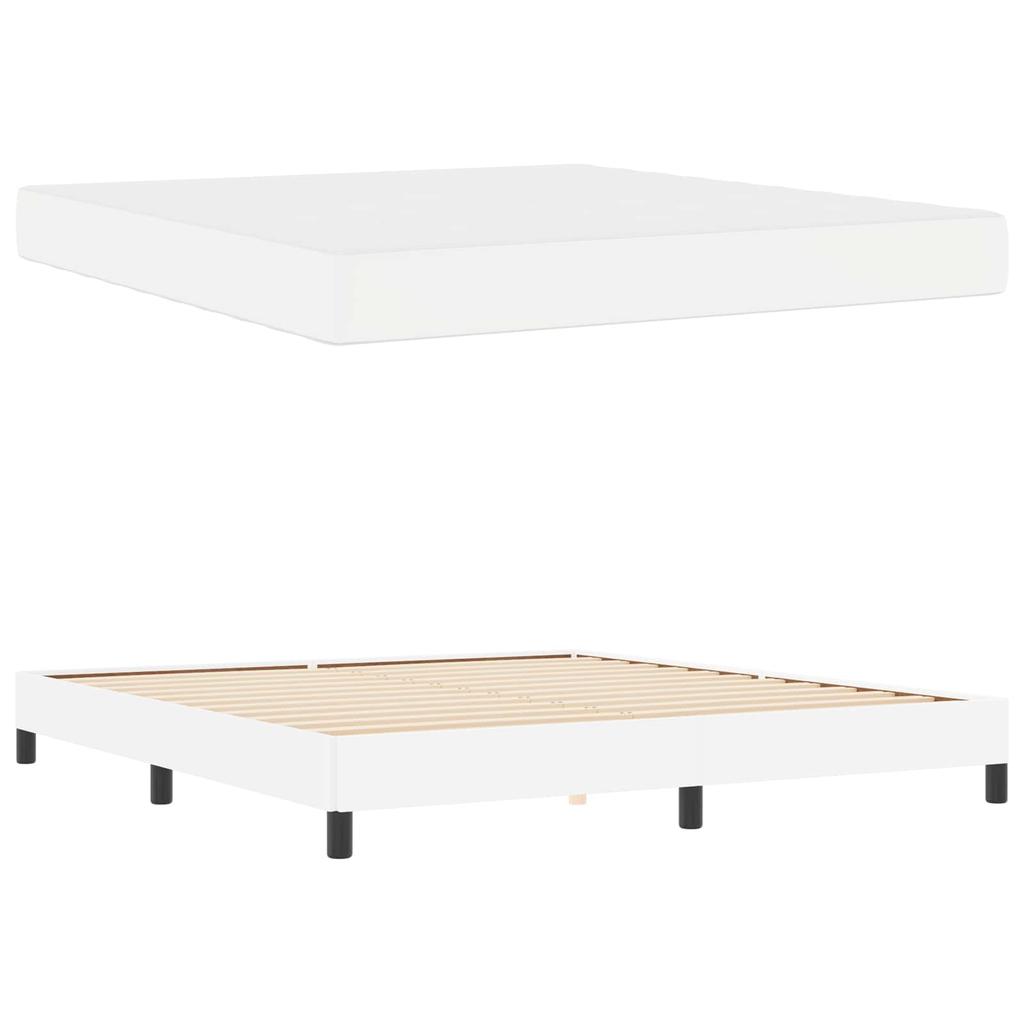Bed Frame with Mattress Pure White 180 x 200 cm Fabric