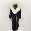 OFTBUY Autumn Winter Women Coat Real Natural Fox Fur Collar Hooded Double-faced Woolen Blends Jacket Thick Warm Casual Overwears