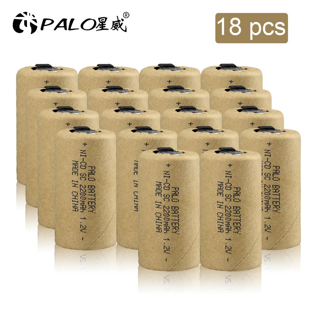 PALO 1.2V SC Battery 2200mAh Sub C NiCd Rechargeable Battery with Tab Power Tool NiCd SUBC Batteries Electric Drill Screwdriver