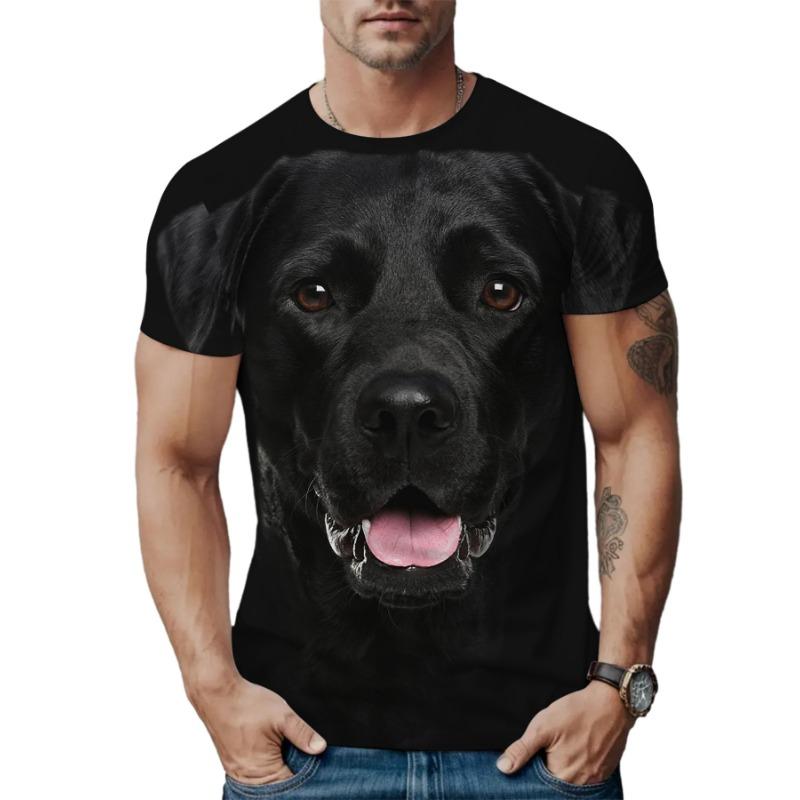 Summer Round Neck 3D Animal Print Top Fashionable Casual Short Sleeved Men's T-shirts