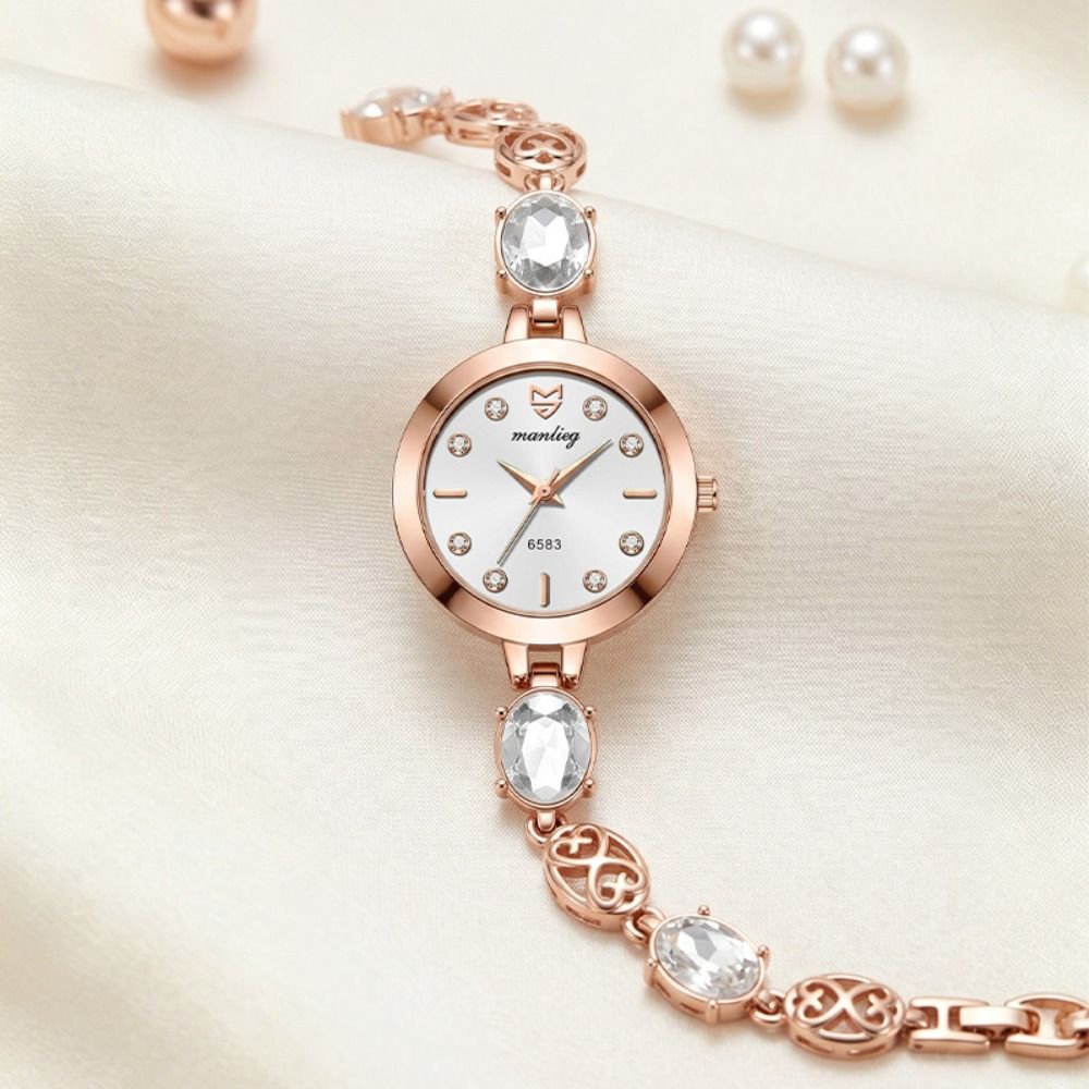 with Adjustable Bracelet Quartz Watches Diamond Studded Watch Strap Women Wristwatch Gift