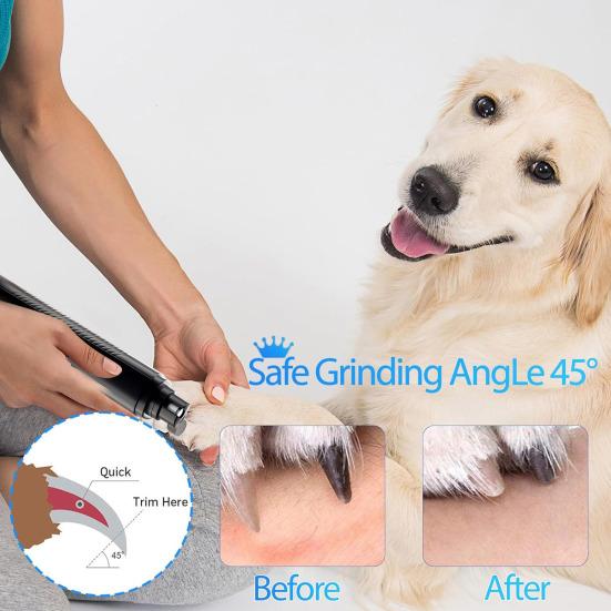 Electric Pet Nail Grinder USB Rechargeable Dog Nail Trimmer with LED Light 3 Grinding Methods Silent Portable Nail Grinder for Small to Large Dogs