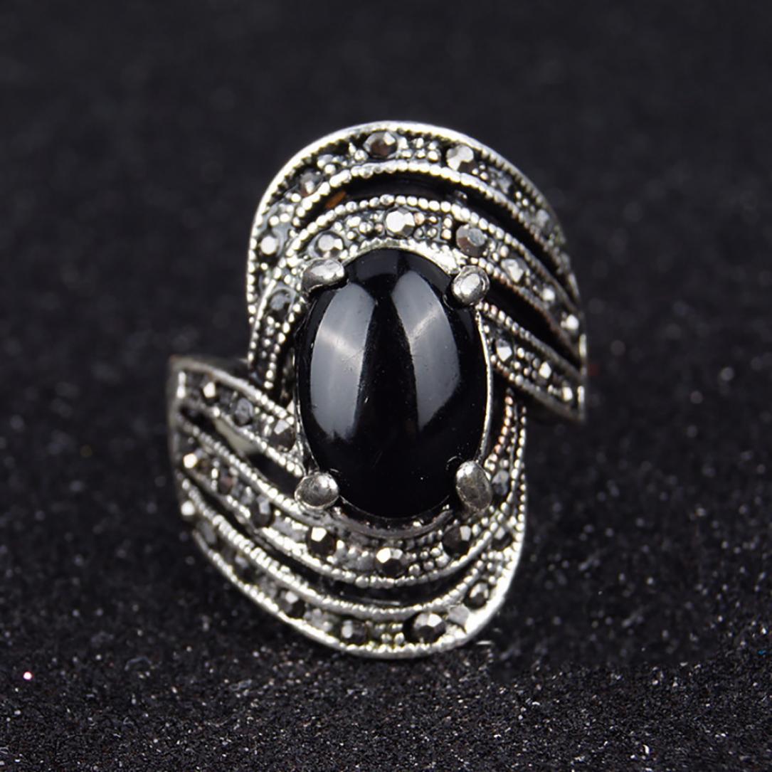 

Элегантное инкрустированное кольцо на палец из искусственного драгоценного камня, винтажное вечернее женское ювелирное изделие, подарок 9 чёрный