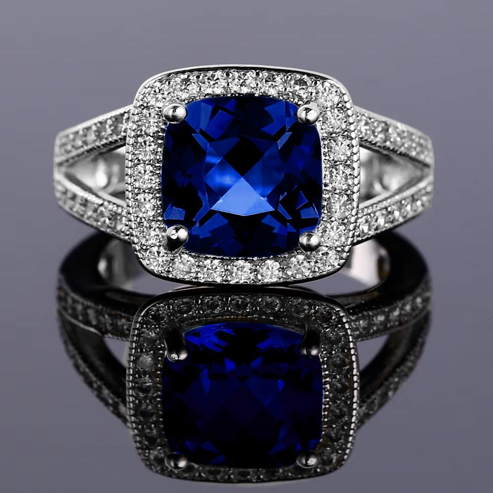 

925 Srterling Silver Purple Amethyst Ring with 9*9mm Square Gemstone Wedding Party Jewelry Gift Rings For Women 6