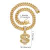 Men's Cuban Chain with Rhinestone Dollar Pendant - Trendy Punk Hip-Hop Necklace