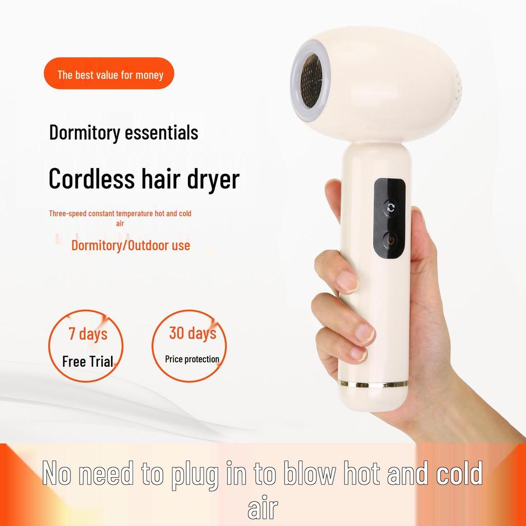 Wireless Handheld Hair Dryer for Students & Children - Gentle Temperature for Hair Care