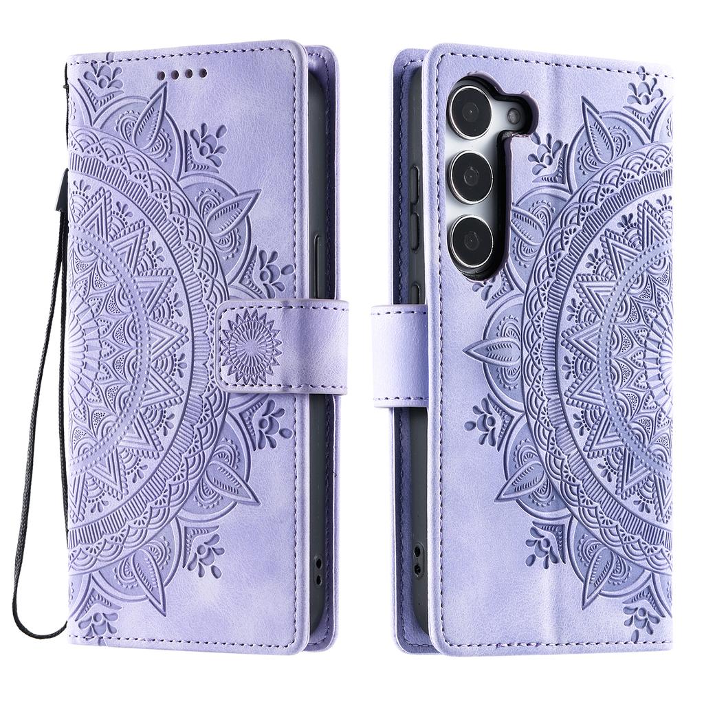 For Samsung Galaxy S26/S26 Pro Case Imprinted Totem Skin Feel Wallet Leather Phone Cover with Hand Strap
