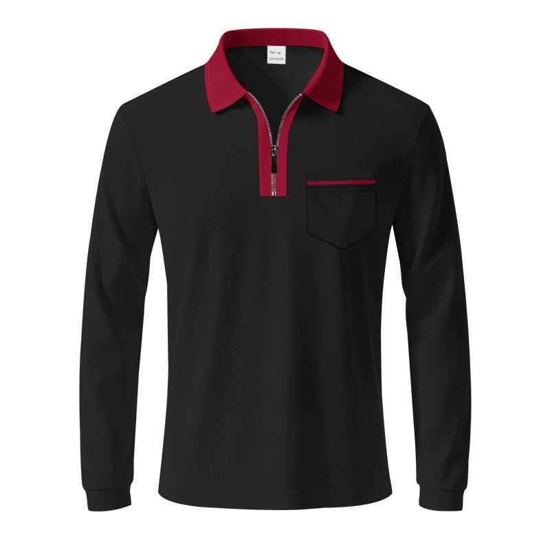 Spring Classic British-style POLO Shirt with Zipper Quick-drying and Breathable