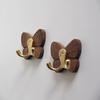 Creative Door Hook Retro Butterfly Solid Wood Coat Hook Black Walnut & Beech Wood Markless Sticky Storage Organizer