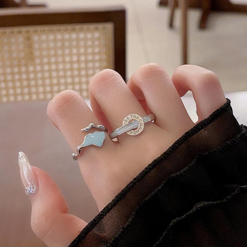 Dripping Oil Niche Design Dopamine Ring High-End Sense Circle Personalized Stacking Adjustable Simple Fashion Open Ring