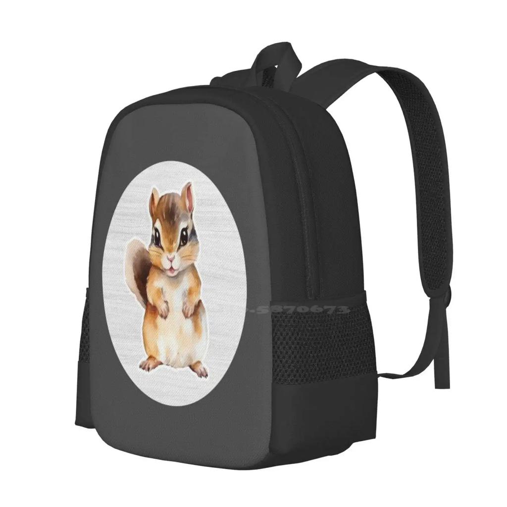 Cute Squirrel Watercolor Drawing Hot Sale Schoolbag Backpack Fashion Bags Squirrels Sweet Adorable Animal Rodent Cute
