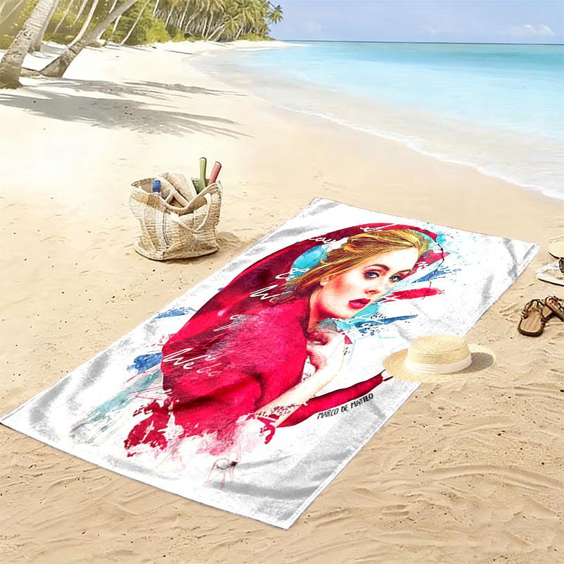Adele Forever Print Beach Towel, Large Soft Quick Dry Towel for Beach Camping Swimming