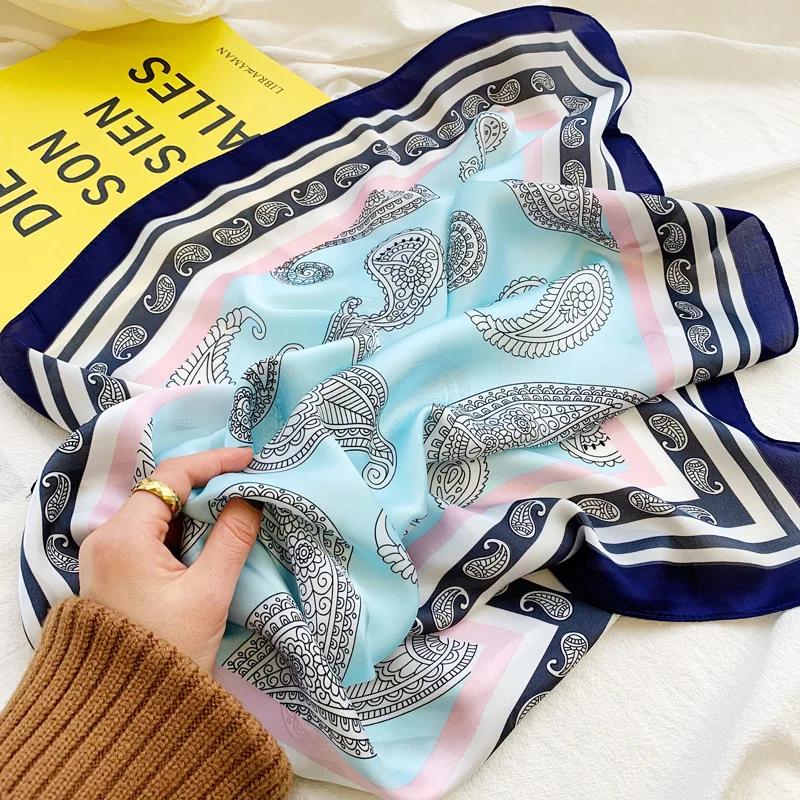 70*70cm Fashion Handkerchief Neck Scarf For Women Small Shawl Silk Satin Hair Scarfs Female Square Headband Bandana Head Scarves
