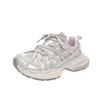 Thick-soled mesh lace-up dad shoes for women in the autumn of 2025, new fashionable and versatile casual and lightweight breathable little white shoes