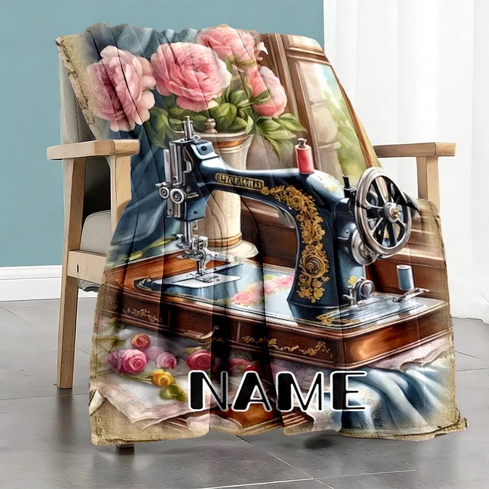 Retro Machine Personalized Text Blanket Gift Customizable Blanket Durable Comfort Versatile for Living Room Office Chair Sofa Bed Ideal for All Season