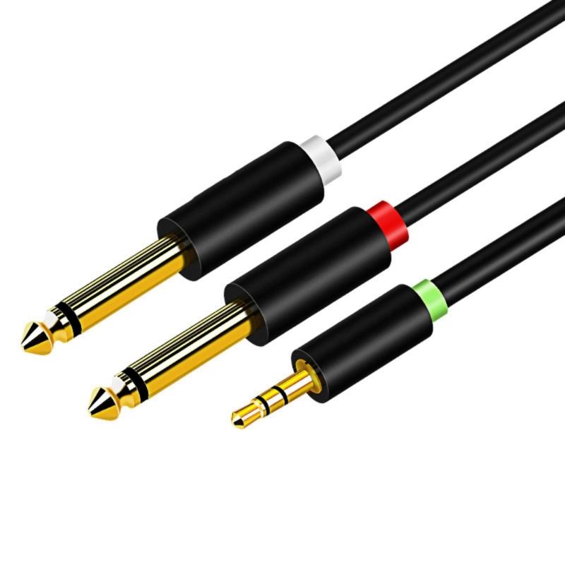 

High Fidelitys 1/8 to 1/4 Stereo Cable 3.5mm to Double 6.35mm Audios Cable with Gold Plated Connectors for Clear Sound
