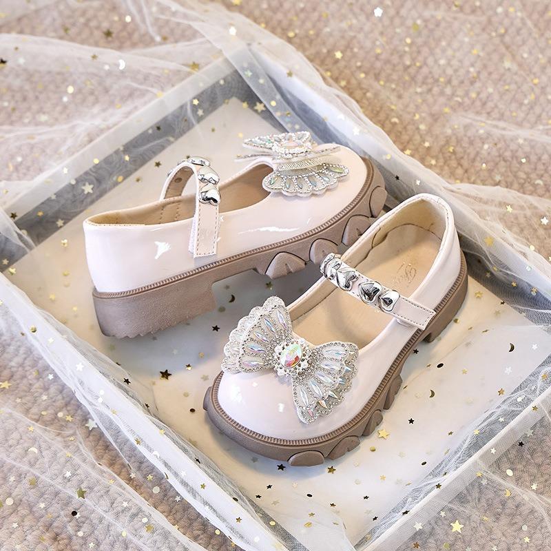 Girls' Leather Dance Shoes – Soft-Soled French Princess Style, British-Inspired for Children's Dance School