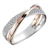 Cao Shi X-Shaped Two-Tone Zircon Copper Ring for Women