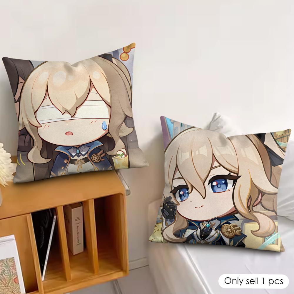Jean Cute Cute Genshin Impact Cushion Cover Silky Short Plush Invisible Zipper Dustproof Sofa Pillow Case For Home Decor