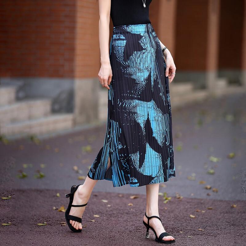 Demana Irregular Print Pleated Skirt S
