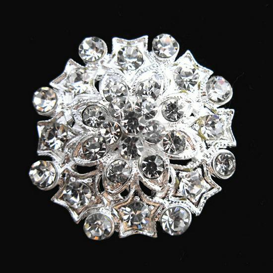 Korean-Style Rhinestone Flower Brooch - Silver-Plated Lapel Pin B642 Zhenyao Accessories