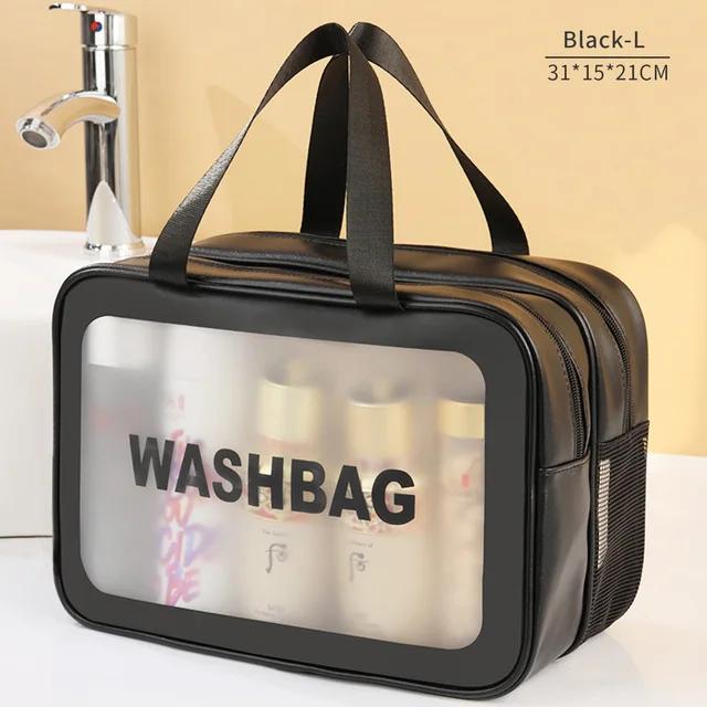 Dry-Wet Separation Partition Toiletry Bag Portable PVC Double-Layer Cosmetic Storage Bag for Travel, Beach, Pool Bathing