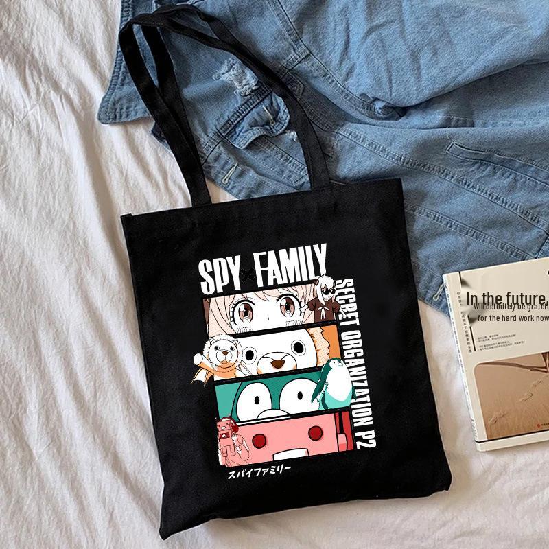 Spy x Family Anime Canvas Tote Bag - Harajuku Shoulder Bag for Students and Shopping