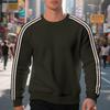 Loose Thin Seven Stripes Mens Waffle Crew Neck Casual Sports Breathable Sweatshirt