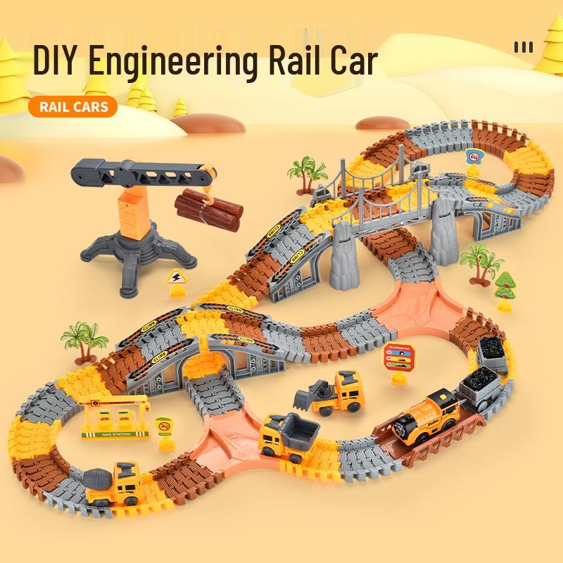 Zhile DIY Electric Engineering Track Car Set: 281 Pieces with 3 Vehicles for Kids Guangdong