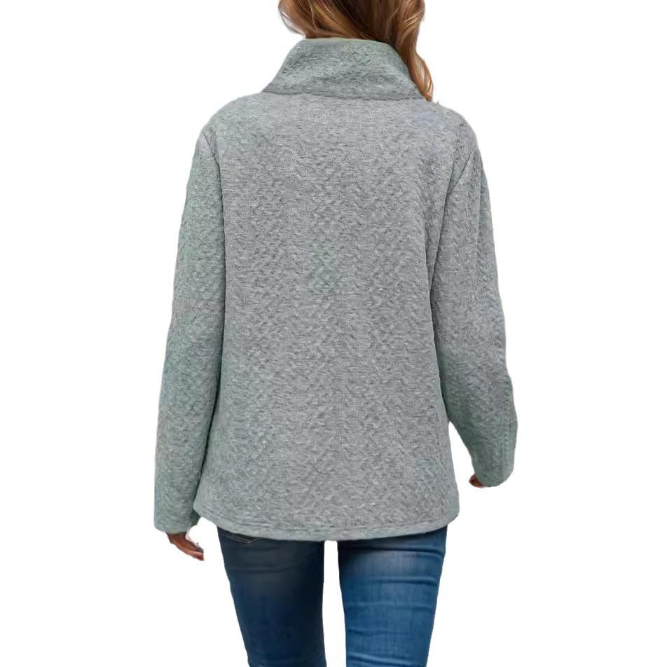 Осенне-зимняя женская толстовка больших размеров с высоким воротом и повседневным принтом — фото 6