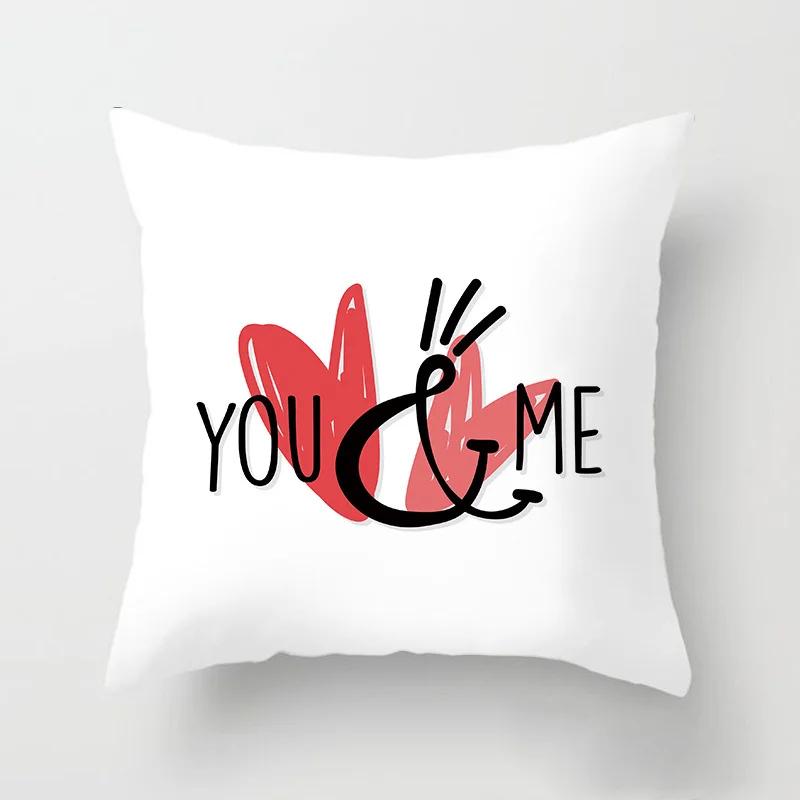 Love Heart Letters Floral Pillowcase Modern Nordic Fashion Pink Cushion Cover Sofa Seat Wedding Decorative Throw Pillows Cover