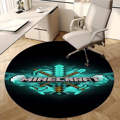 Minecraft Sword,Pixel Art Chair Mat Round Rug Office Carpet, Machine Washable, Non Slip, Suitable for Living Rooms, Bedrooms
