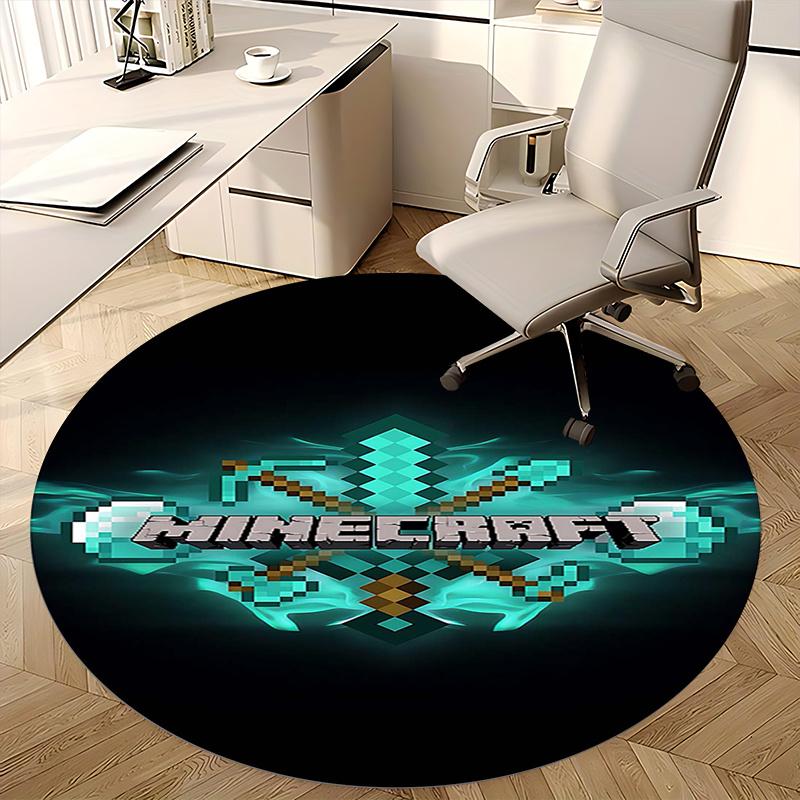 Spada di Minecraft, Tappetino per sedia Pixel Art, Tappeto Rotondo, Tappeto per Ufficio, Lavabile in Lavatrice, Antiscivolo, Adatto per Soggiorni, Camere da Letto