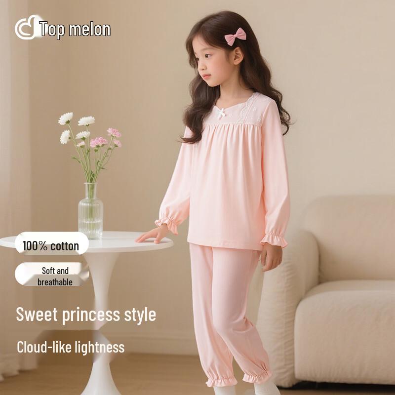 Хлопковый комплект пижамы и домашней одежды для девочек 160