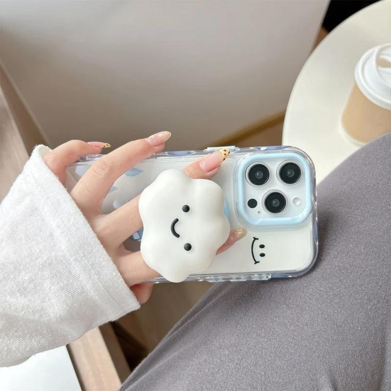 Cute 3D Cloud For Magsafe Griptok Phone Holder Support For iPhone 15 16 17 Foldable Wireless Charging Case Stand Girl Bracket 5