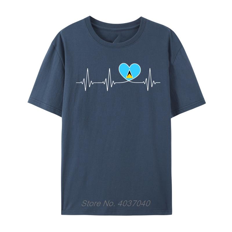 Saint Lucia Love Heartbeat St Lucian Flag On Saint Lucia Runner Heartbeat Loose Print Tshirts Unisex Tops T Shirt Sweatshirts