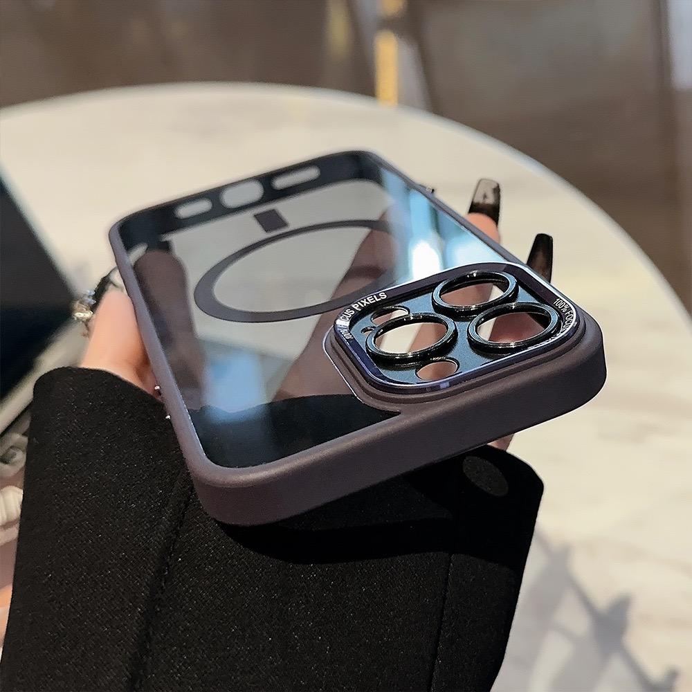 Magnetic Phone Case for iPhone 15 14 Pro Max Plus 13 12 11 Metal Camera Frame Cases Mil-Drop Protection Cases Ultra Slim Cover