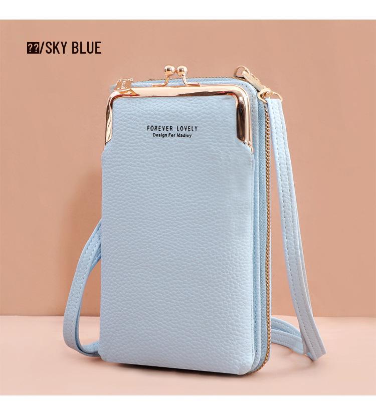 2025 Women's Korean Style Lychee Grain Large Capacity Crossbody Phone Bag & Wallet.
