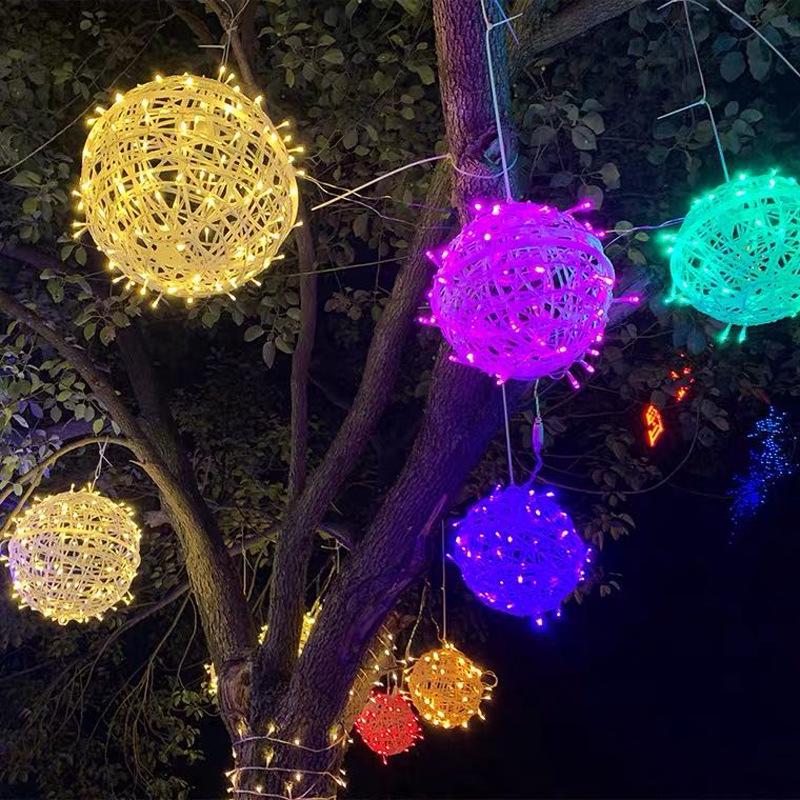 LED Rattan Ball Lights: Outdoor Rainproof Hanging String Lights for Trees