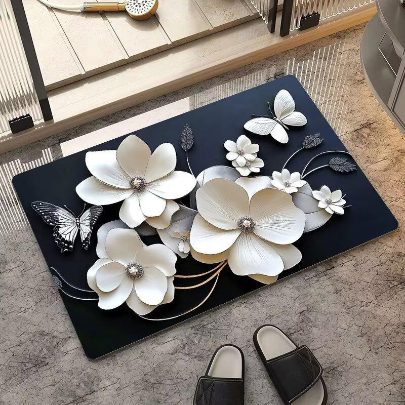 VIKAMA Minimalist Butterfly Quick Drying Anti-Slip Floor Mat for Bathroom Entrance - Non-Slip Carpet Mat