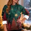 Women's Fashion Casual Long Sleeve Christmas Printed Round Neck Top Sweatshirt