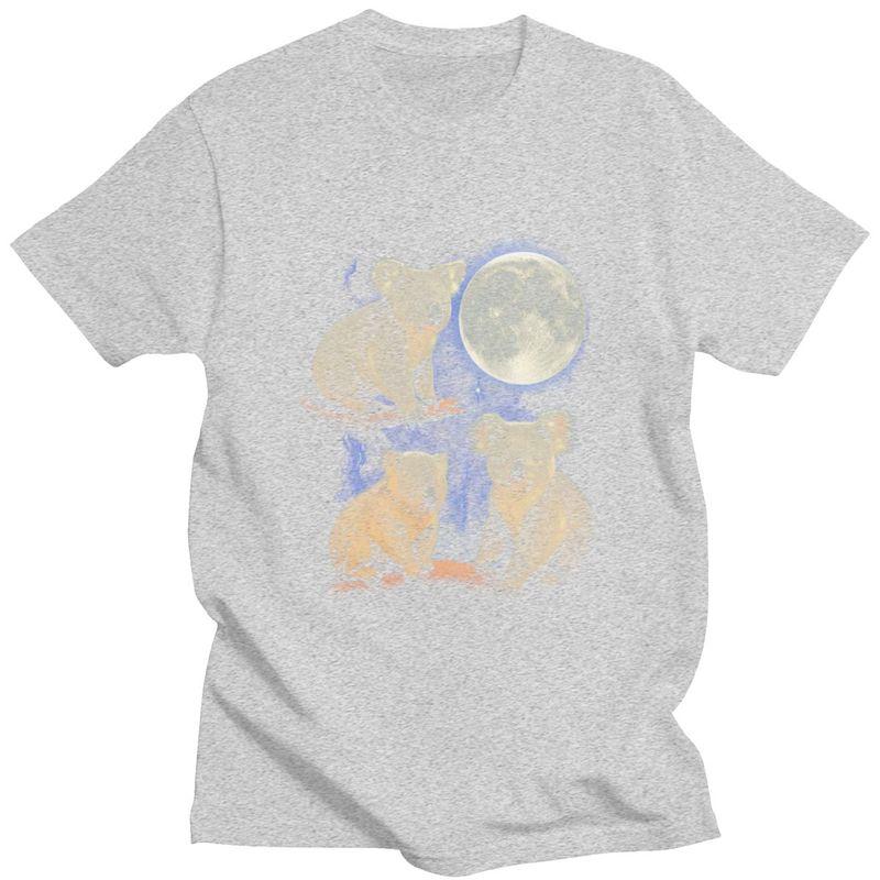 Men Three Moon Koalas T Shirts Streetwear Short Sleeves Pure Cotton Colthing Fashion Casual Design Graphic Tees Shirt