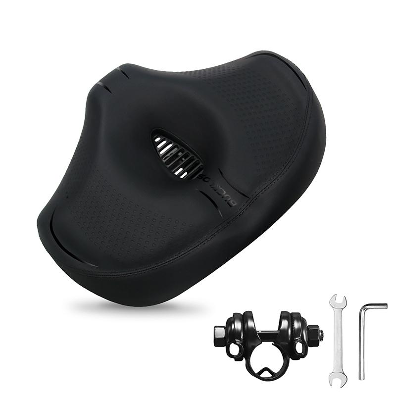 BUCKLOS Noseless Bicycle Saddle Soft Oversized Mountain Bike Saddle Widen Thicken Exercise Bike Seat Cushion Oversize MTB Seat чёрный