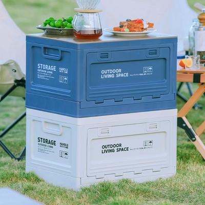 Skládací venkovní úložný box, kempování, kempingové boxy s víkem s dřevěným víkem, domácí zesílený látkový úložný organizér, skříňka