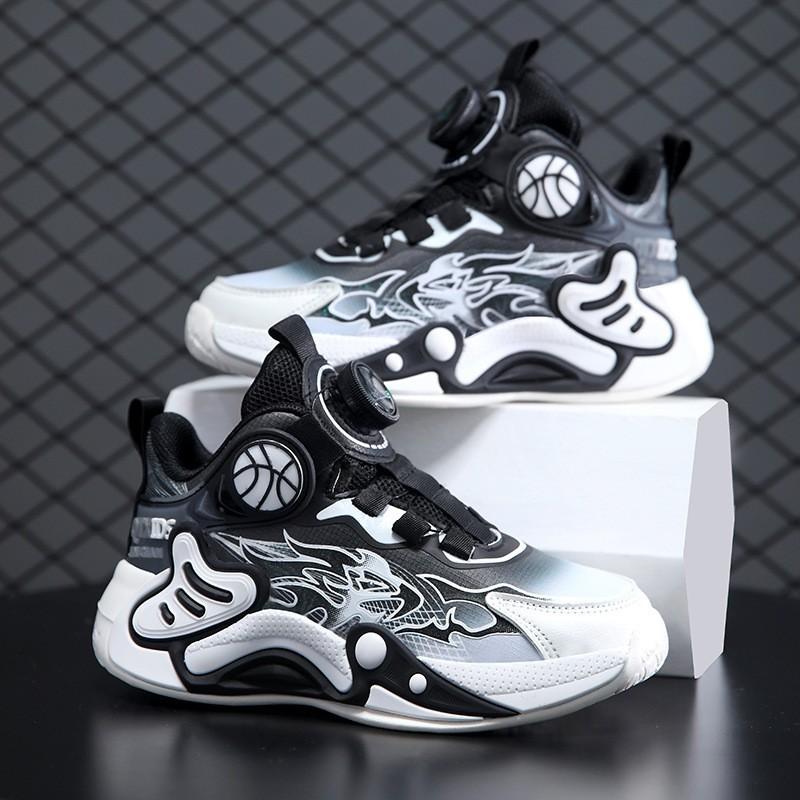 Boys' Shoes Mesh 2025 Autumn New Children's Basketball Shoes Sports Shoes Middle and Older Children's Rotating Buckle Classmates