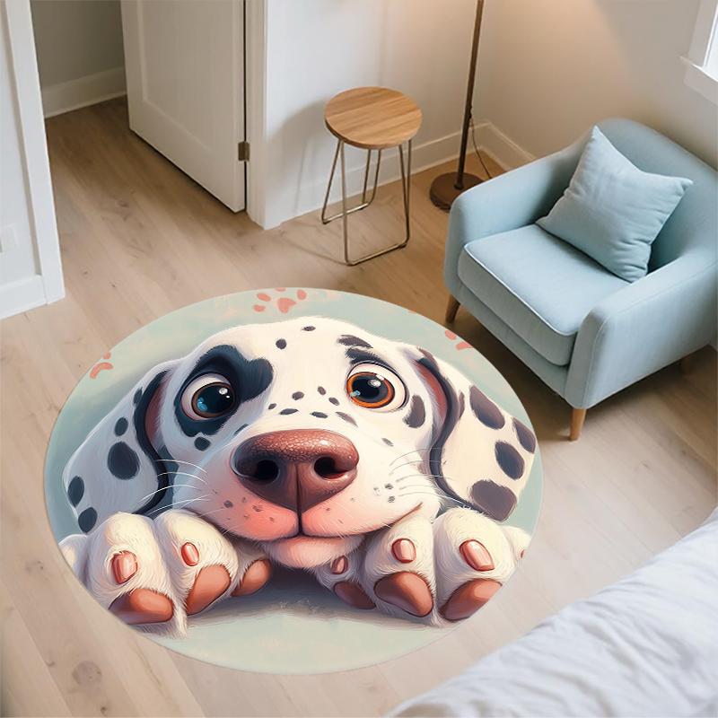 Dalmatian Pattern Round rug,Carpet Rug for Living Room Bedroom  Playroom ,Non-slip Floor Mat,Holiday Gifts and Birthday Gifts.